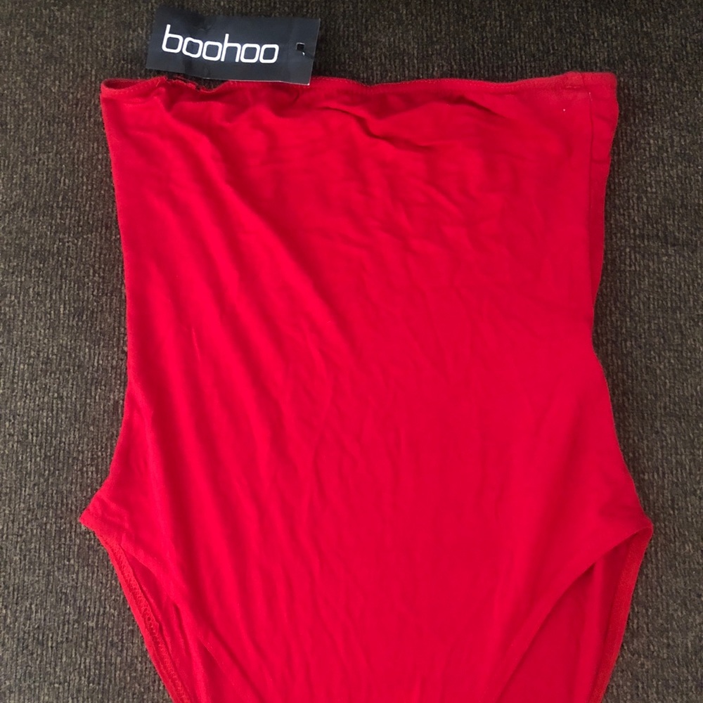 Red Strapless bodysuit